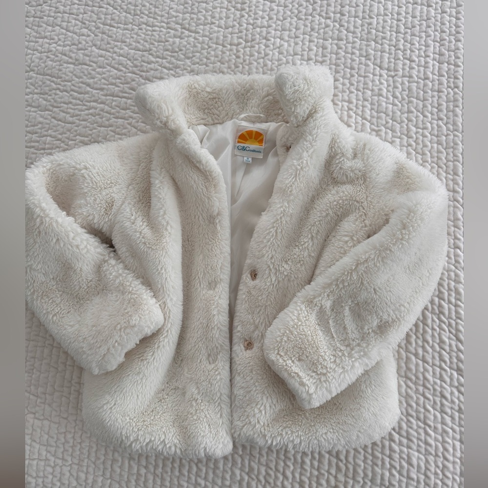 C&C California girls faux fur white jacket